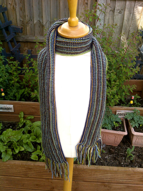Hand-Knitted Fringed Scarf~Moorland Shades - product image 3