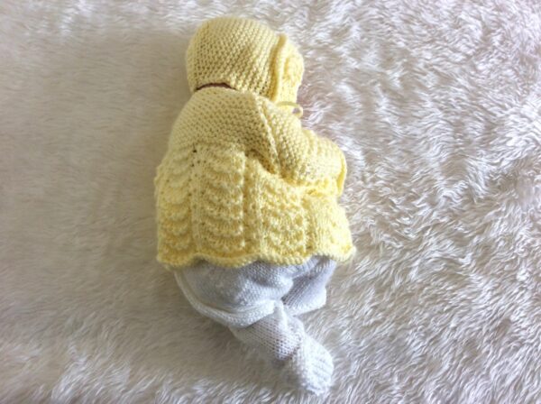 Hand-Knitted Pram Set~Lemon and White~Premature or 15″ Doll - product image 4