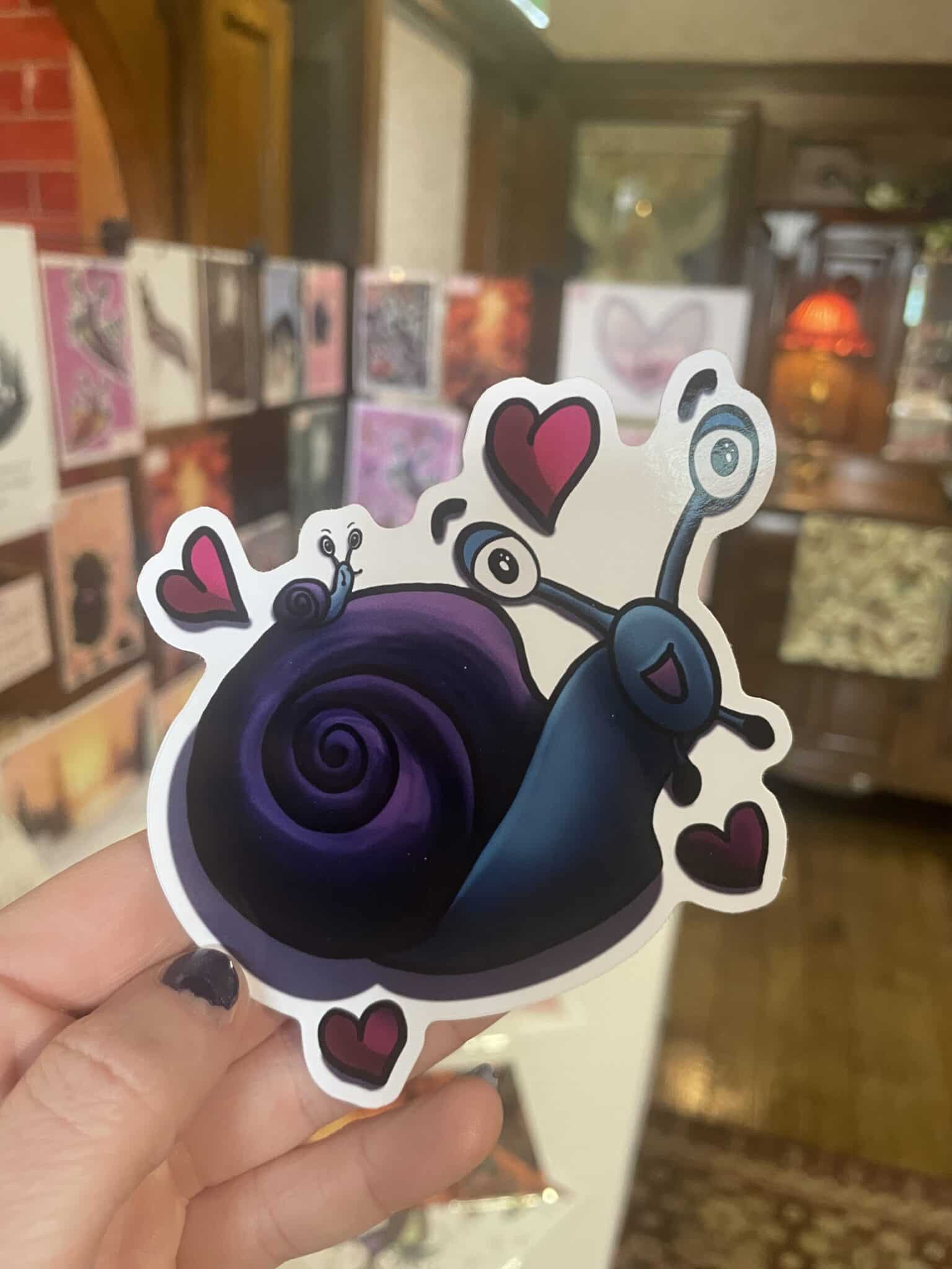 Snail Sticker – Waterproof – Weatherproof – Big and Baby Snail with Hearts - main product image