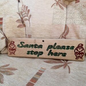 Solid Oak Santa Sign