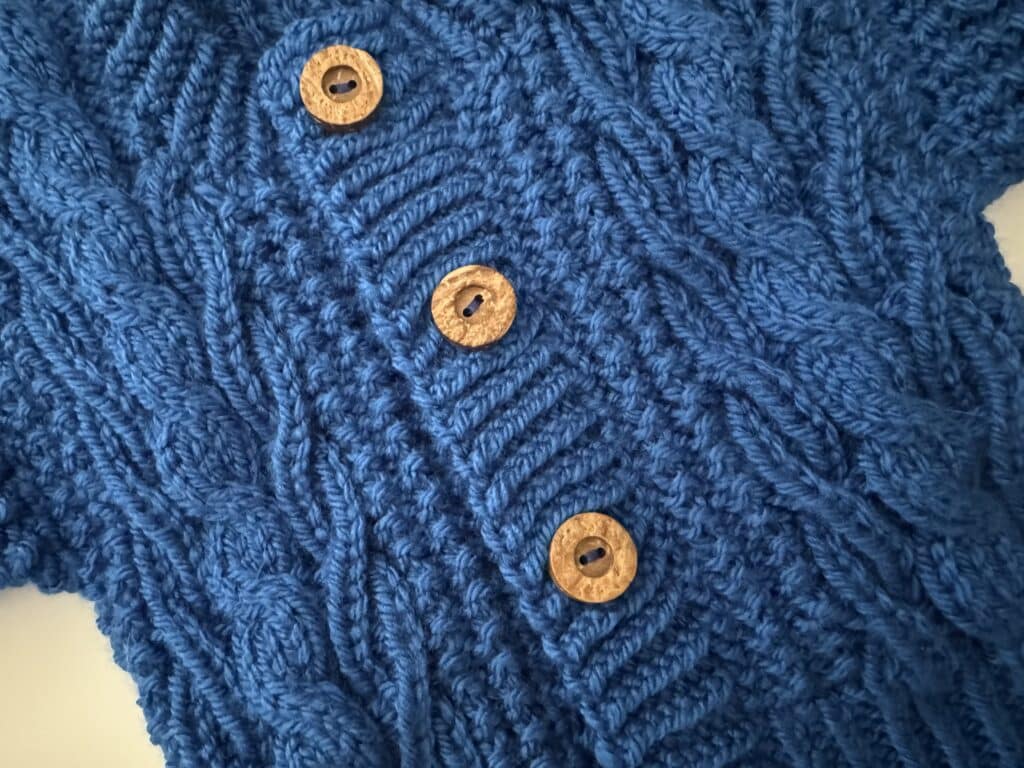 Hand knitted Baby Aran Cardigan