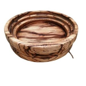 Great grain on this bowl. It's tunrned from a seasond block of tropical of Zebrano