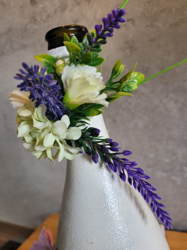 Upcycled Decoupage Bottle – Lavender Rabbits SOLD - product image 4