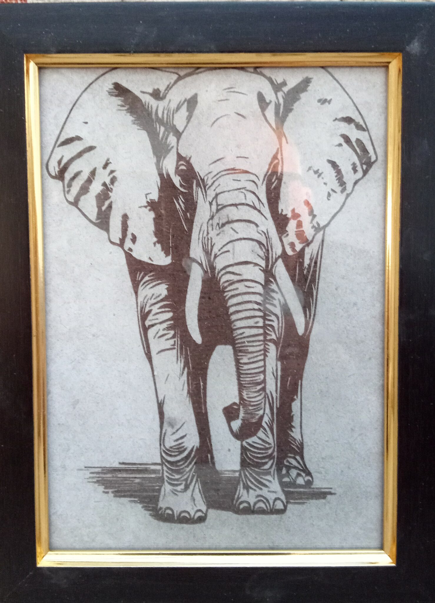 Elephant laser carved in to wood. - main product image