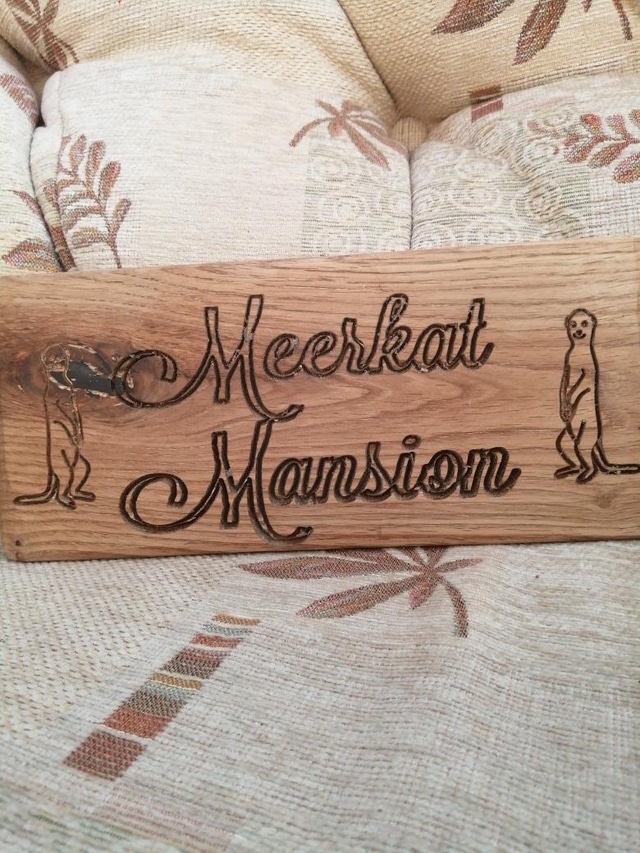 Solid Oak Meerkat Sign - main product image