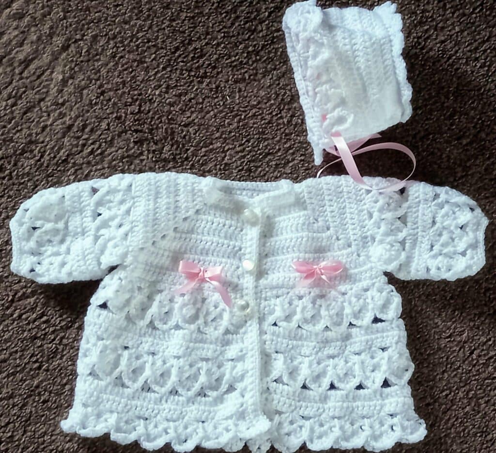 (2) Cardigan and Bonnet Set – Made to Order
