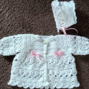(2) Cardigan and Bonnet Set - Made to Order