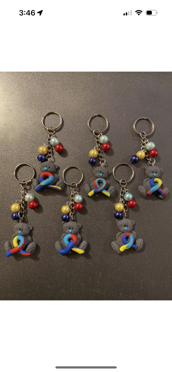 Autism awareness keyring with bead detail. - main product image