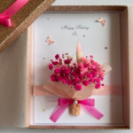 Luxury Personalised Handmade Birthday Card, Handmade Dried Flower Bouquet Card C075