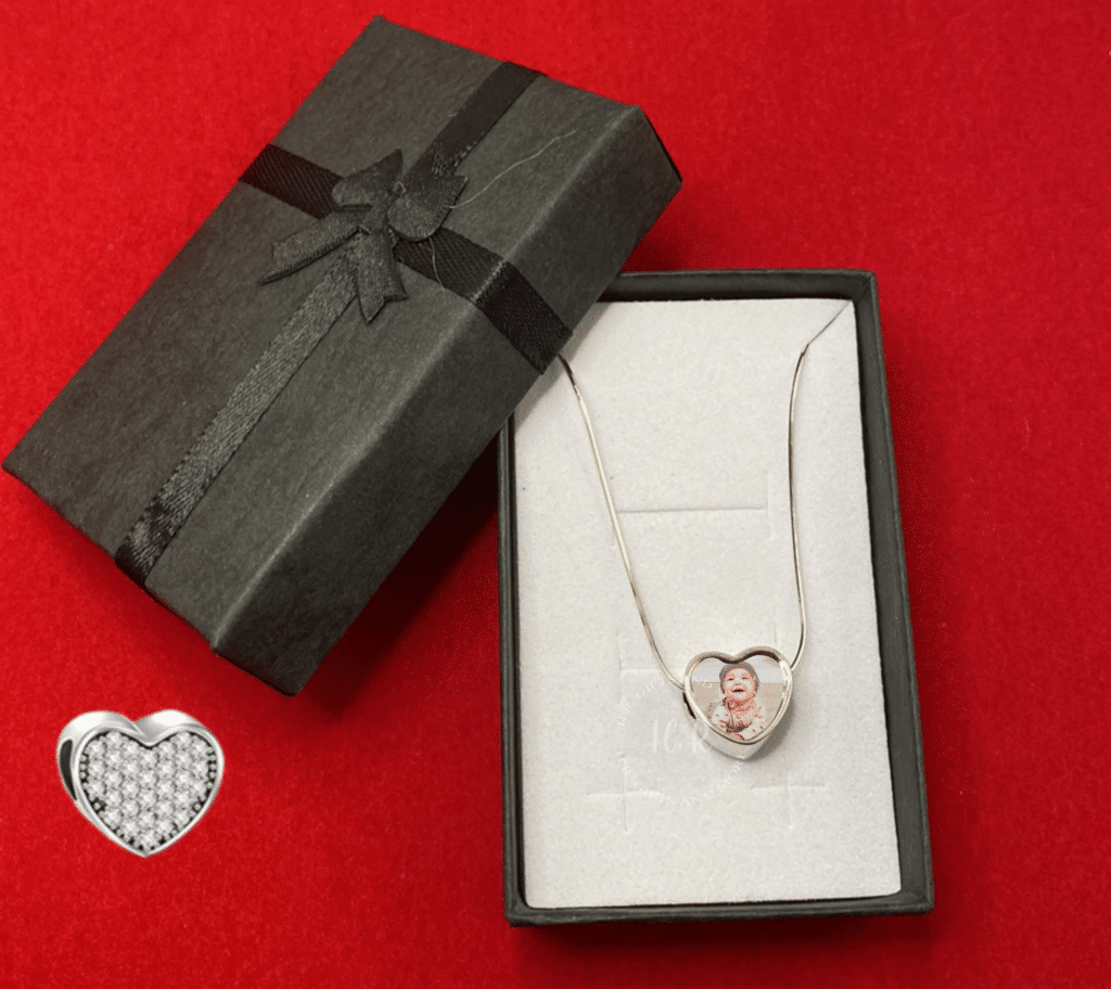 Personalised Heart Beaded Photo Charm