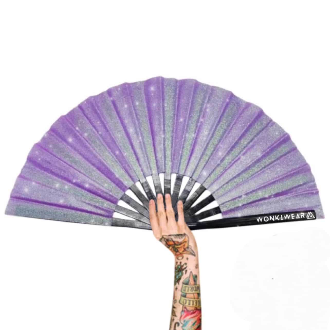 XL Folding Fan – Glitter, Lilac - main product image