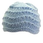 Hand-Knitted Feather and Fan Baby Hat~Baby Blue~0-3 months
