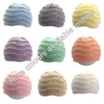 Hand-Knitted Feather and Fan Baby Hat~Light Grey~0-3 months