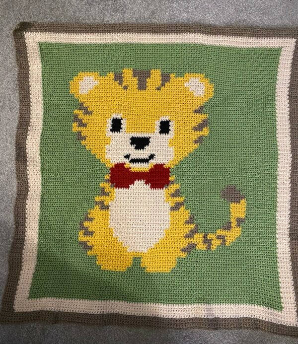 Hand Crocheted Tiger baby Blanket – Size 27″ x 28″ - main product image