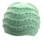 Hand-Knitted Feather and Fan Baby Hat~Mint~0-3 months