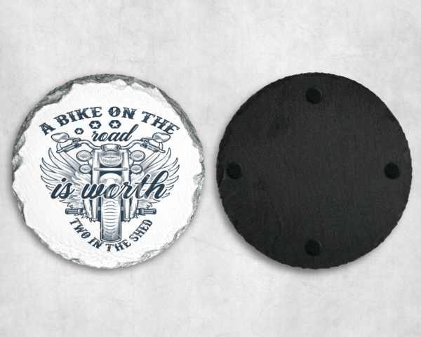A Bike on the Road is Worth Two in the Shed Coaster - main product image