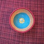Trinket bowl teal, mustard amd red