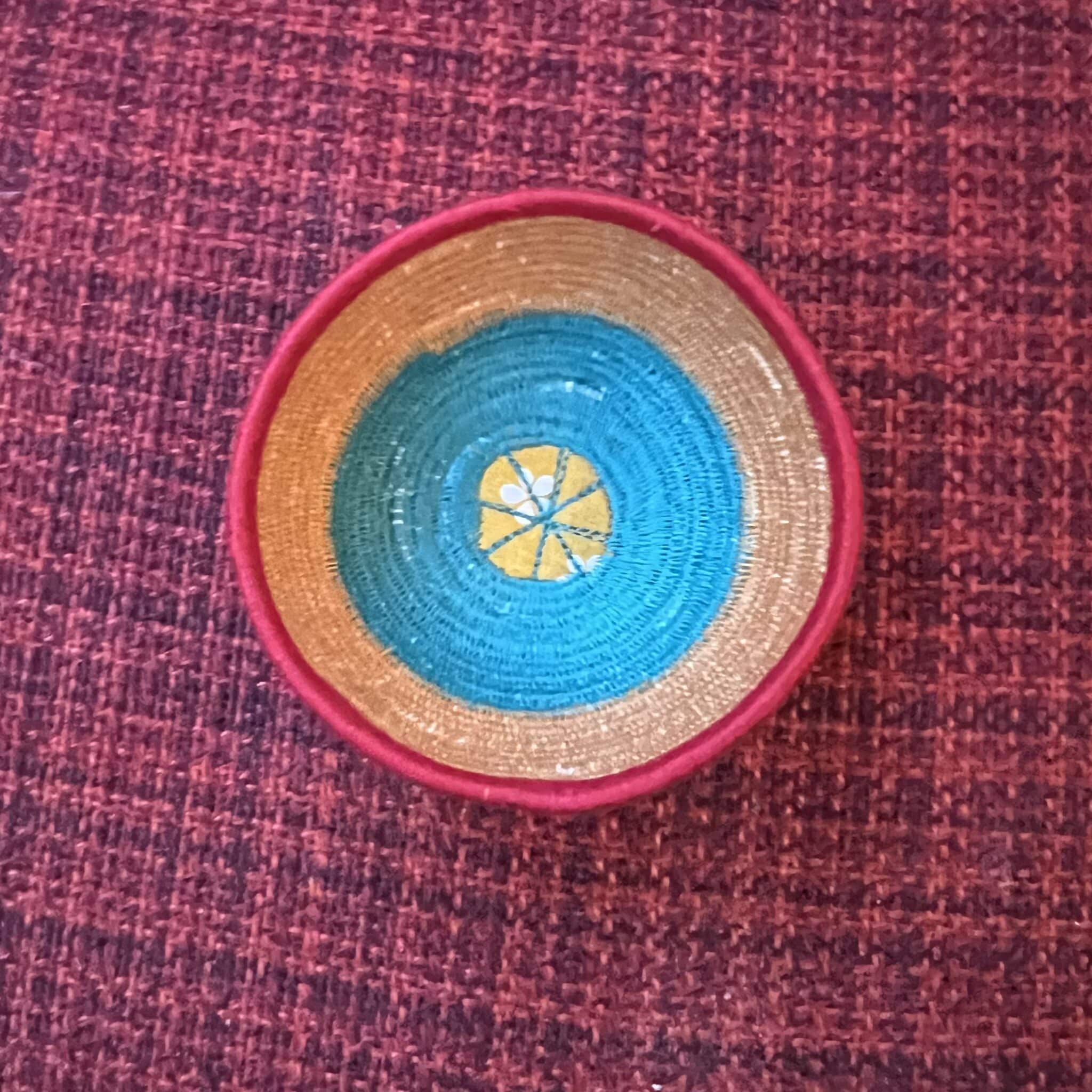Trinket bowl teal, mustard amd red - main product image