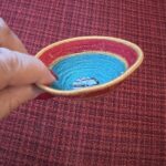 Trinket bowl teal, mustard amd red