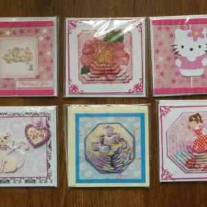 Set of 6 Hand Created any occassion cards - Size 4" x 4"