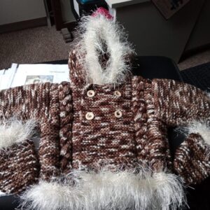 Aran Coat and mittens size 0-6 months