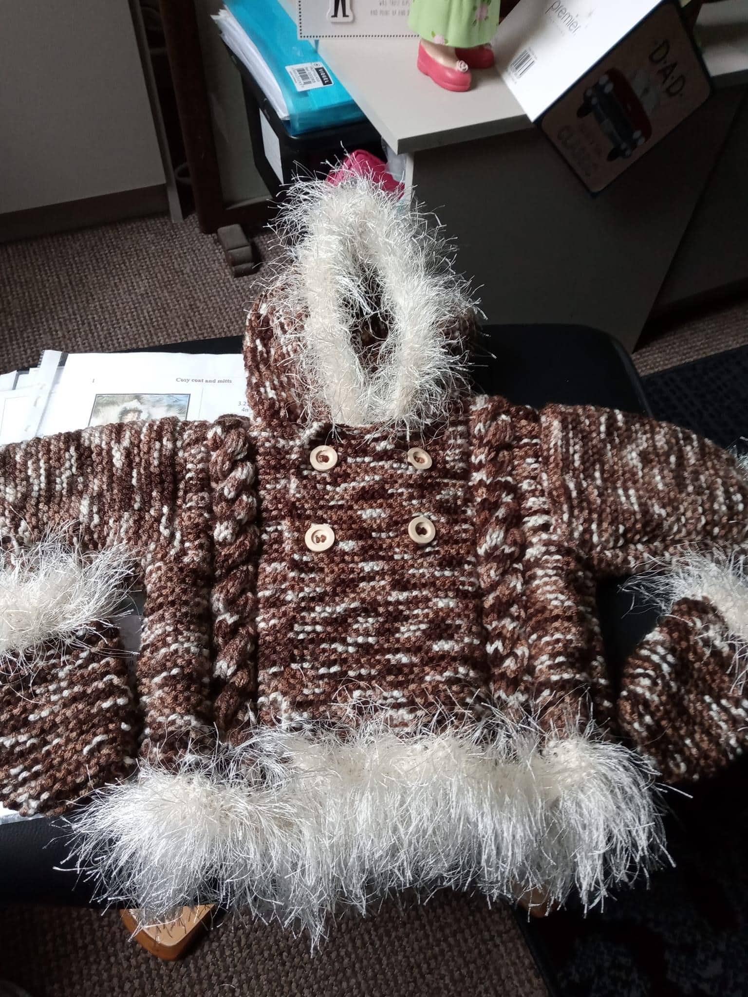 Aran Coat and mittens size 0-6 months - main product image