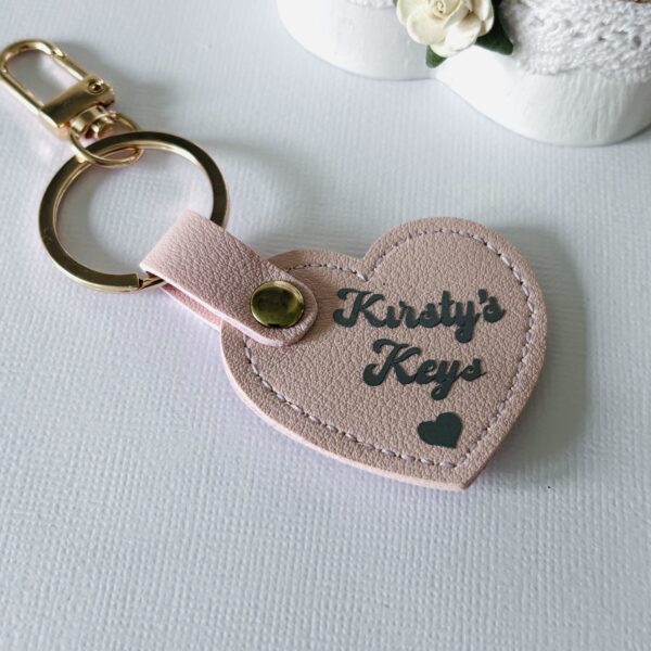 Personalised Vegan leather heart Keyring • Made By Mums