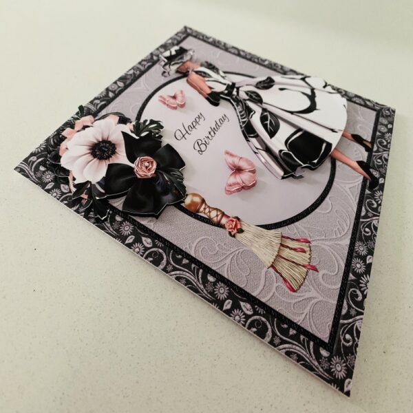 Handmade 3D Decoupage Happy Birthday Elegent Lady 7×7 Greeting Card - product image 2
