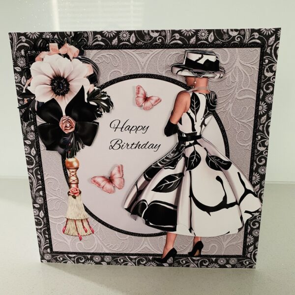 Handmade 3D Decoupage Happy Birthday Elegent Lady 7×7 Greeting Card - main product image