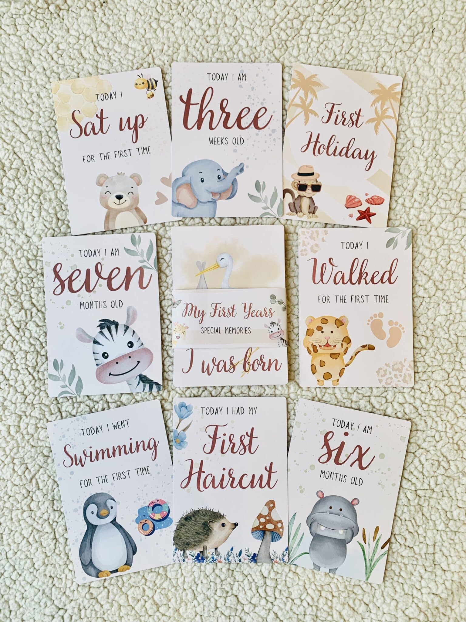 Jungle Safari Baby Milestone Cards – Celebrate Babys 1st Year Moments - main product image