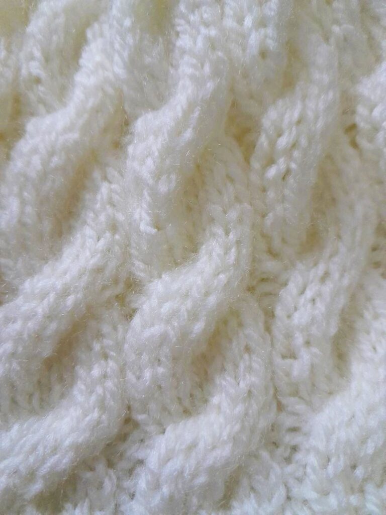 Hand-Knitted Cable Hat with Faux Fur Pom Pom~2-3 years.