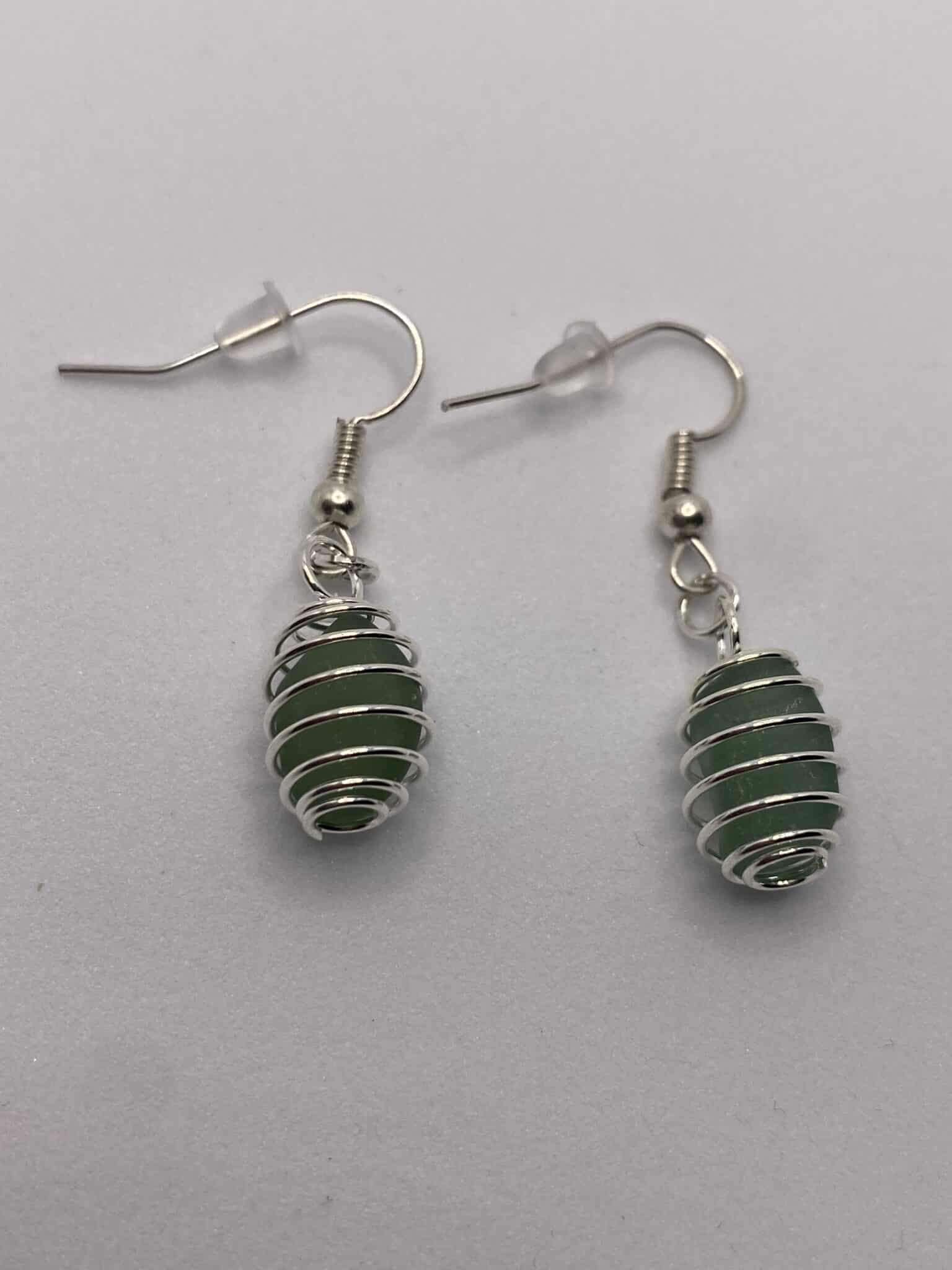 Seaham green sea glass drop earrings in spiral case - main product image