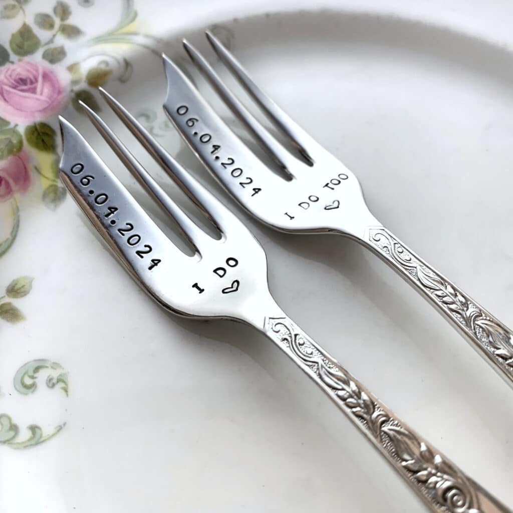 Personalised vintage silver plated cake fork /pastry fork