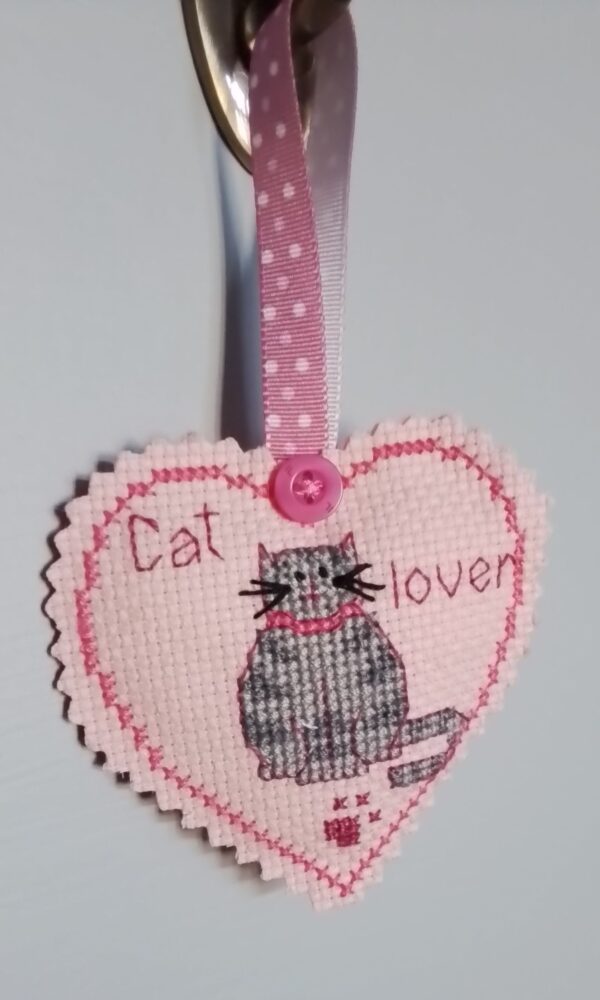 Pink Cat Lover Heart – Pocket Heart Hug – Cross Stitch, Cat Lover’s Gift, Birthday Gift, Cat Gifts - product image 5
