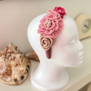 Crochet flowers headband