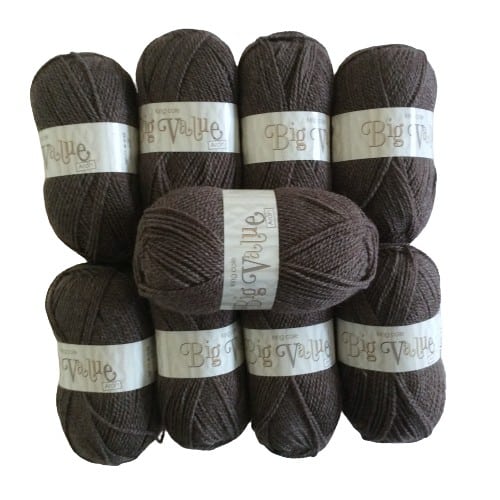 CLEARANCE! 900gms King Cole Big Value Aran~Brown - main product image