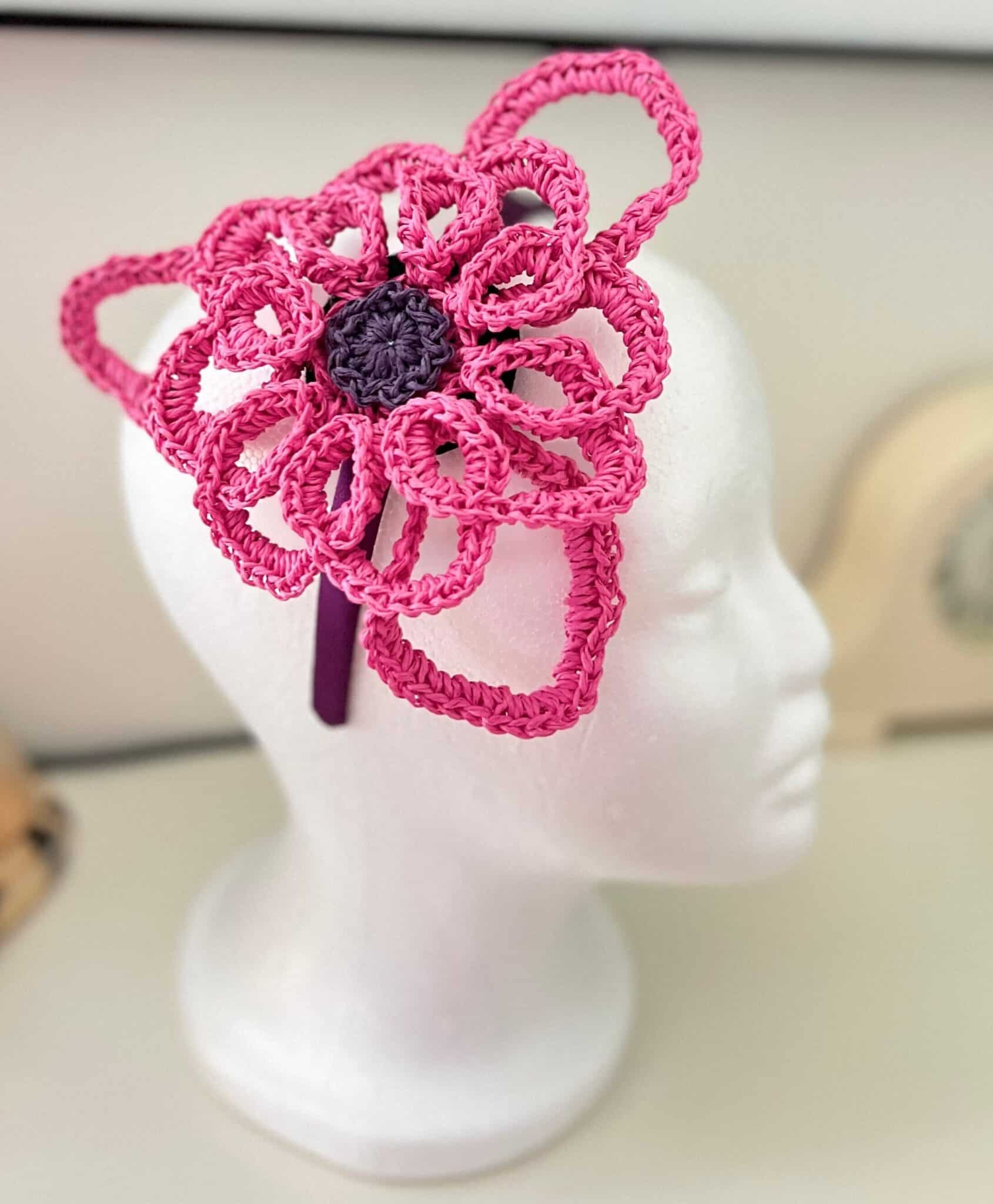 Crochet fascinator headpiece, head band - main product image