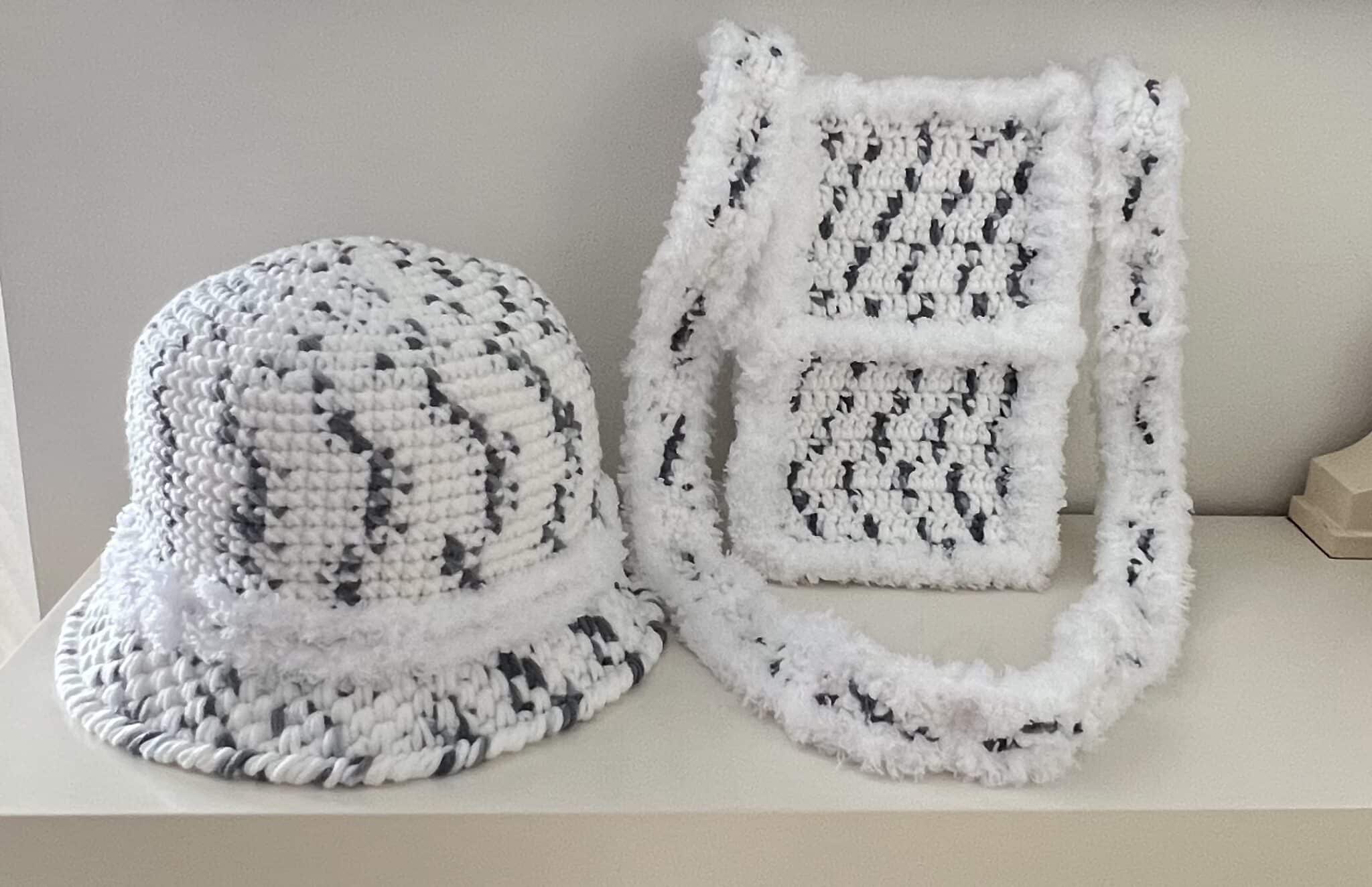 Crochet bucket hat and crossbody bag set - main product image