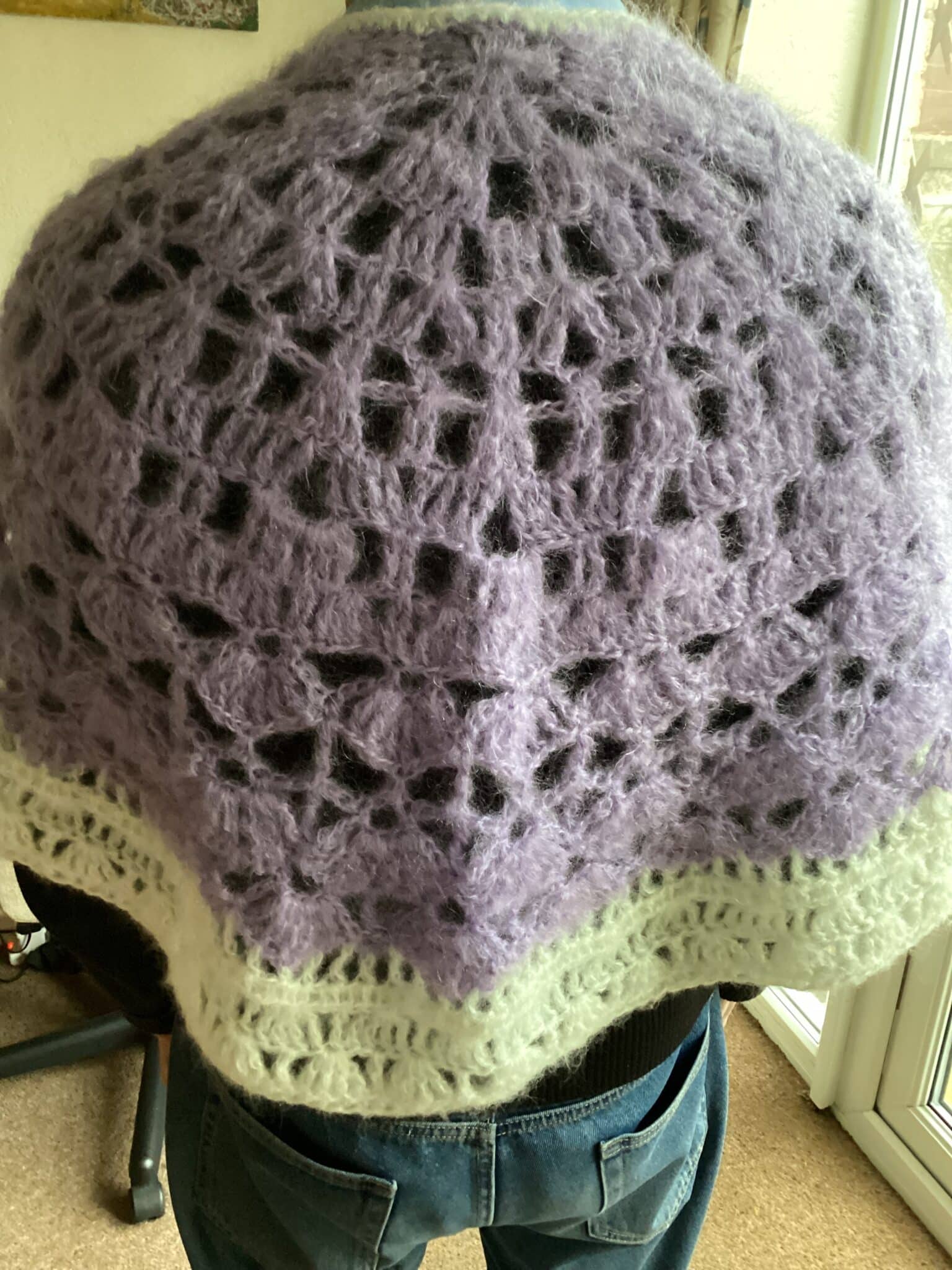 Handmade Mohair Shawl Lilac and White - main product image