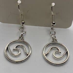 Silver coloured ocean wave drop earrings