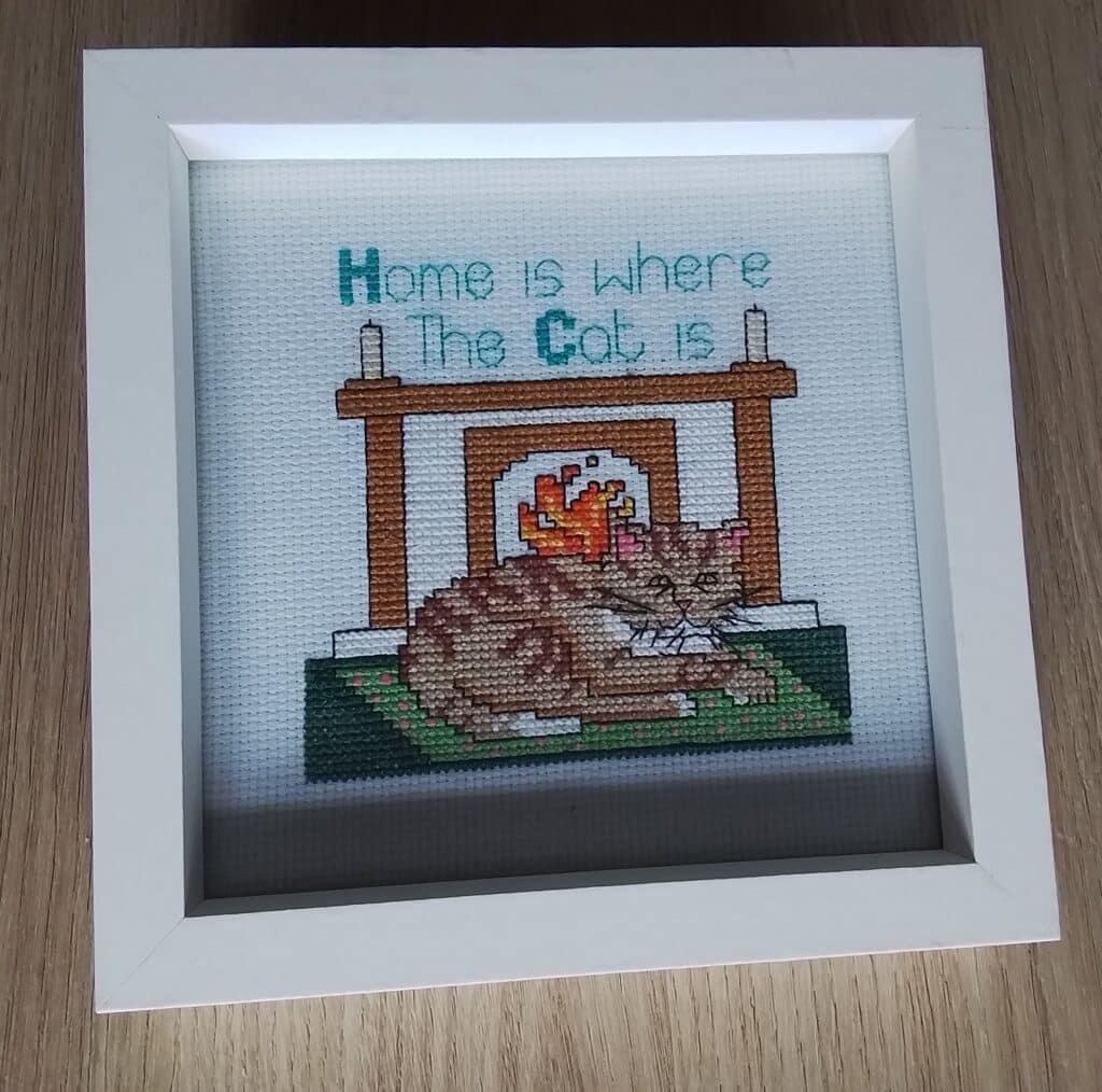 Home is Where the Cat is Picture, Cat Gift, Cat Lover Gift, Cross Stitch Cat