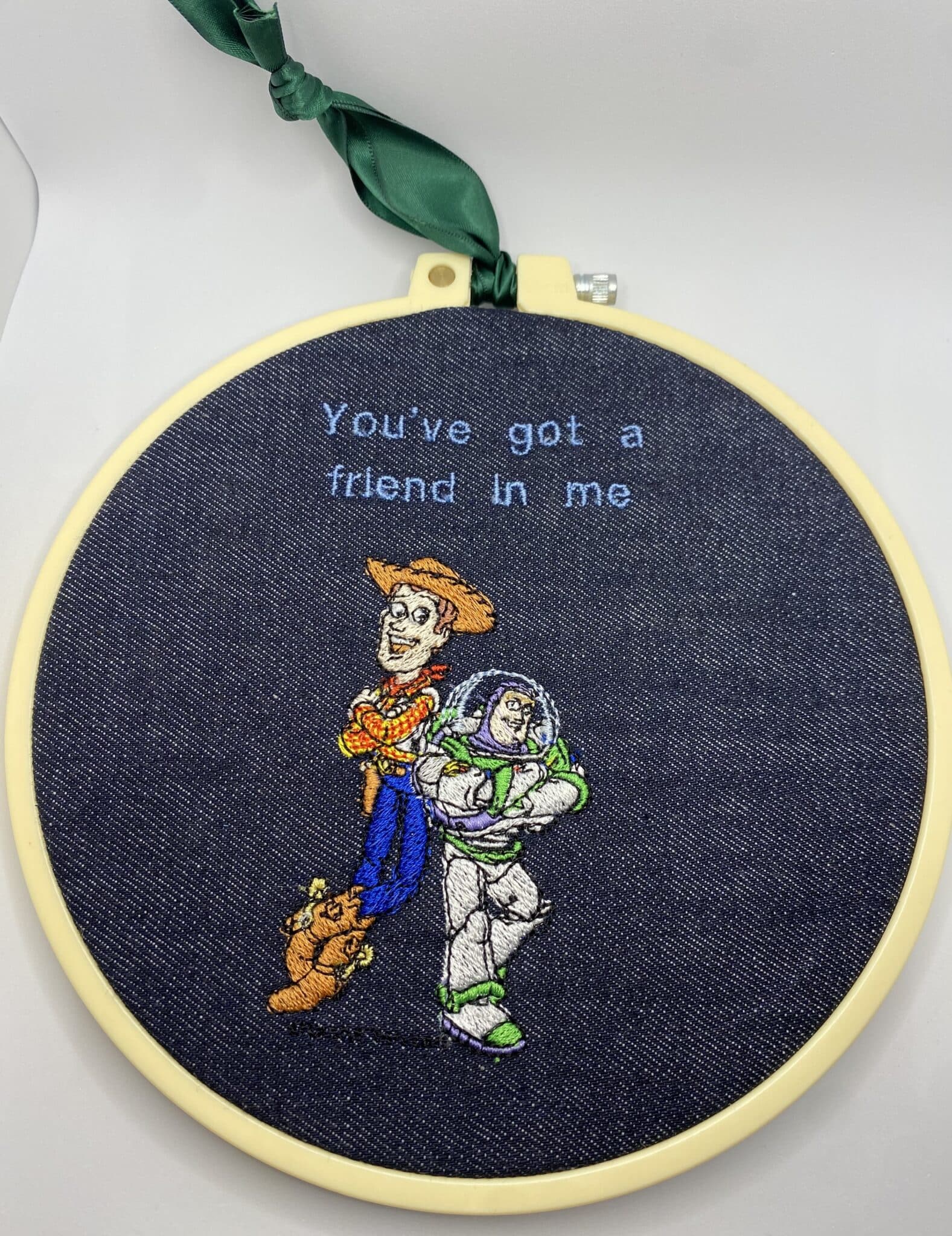 Embroidery hoop decorative wall hanging – Buzz & Woody You’ve got a friend in me. - main product image