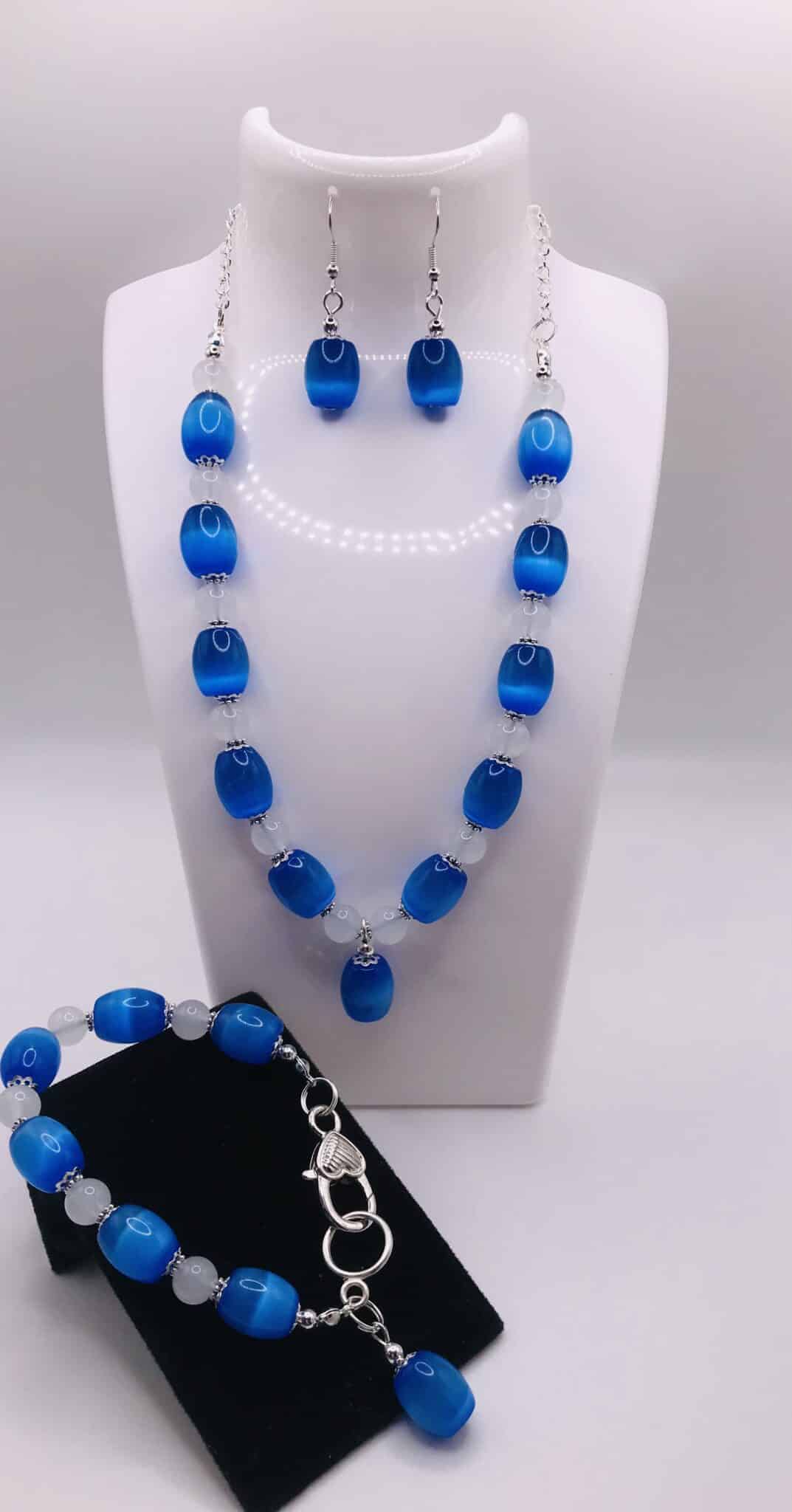 Blue Barrel Cats Eye Jewellery Set - main product image