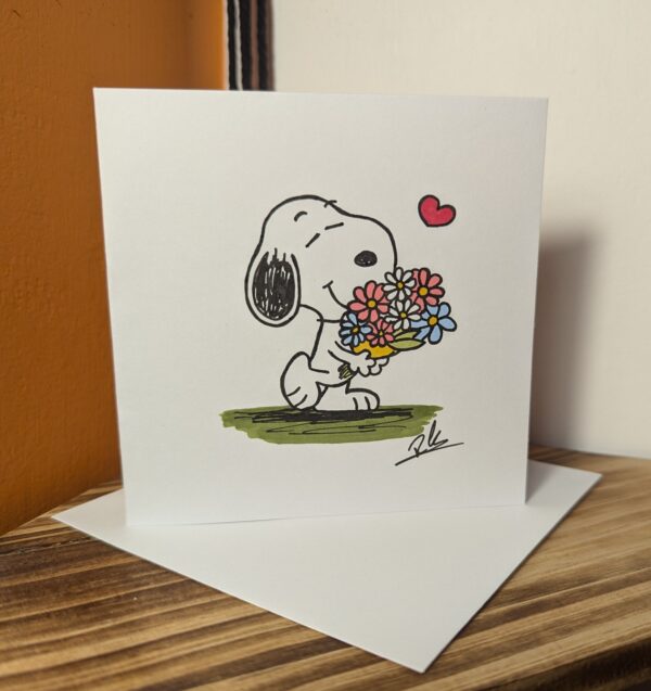 Hand drawn Snoopy card – Birthday – Mother’s Day – Anniversary – Valentine’s – Thank You - main product image