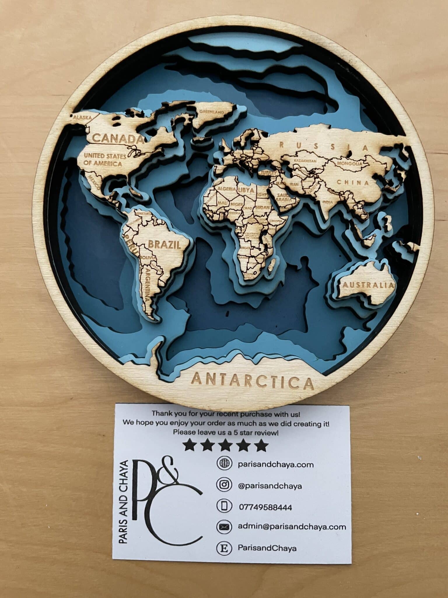 5 Layered Handcrafted 3D World Map Wood Wall Decor – Educational & Unique Gift - main product image