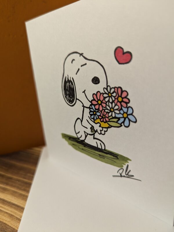 Hand drawn Snoopy card – Birthday – Mother’s Day – Anniversary – Valentine’s – Thank You - product image 2