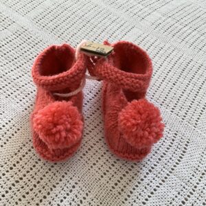Handknitted 6-12mth Pink ankle shoes