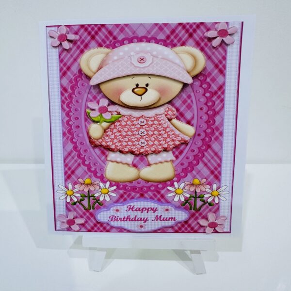 Handmade 3D Decoupage Teddy Bear | Birthday | Mothers Day | Thinking of You Greeting Card - main product image