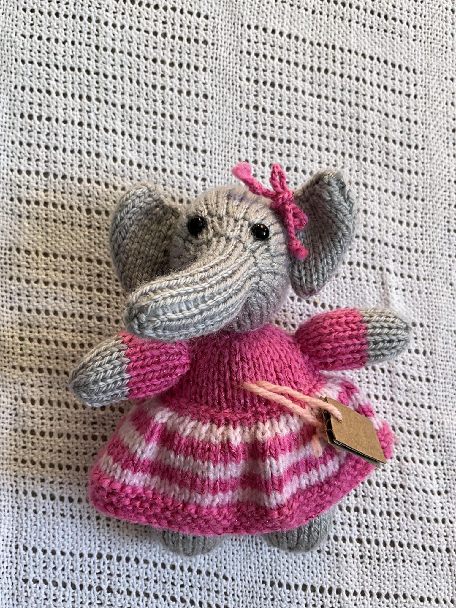 Handknitted Baby Girl Elephant toy - main product image