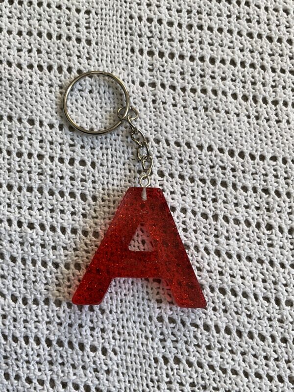 Handmade Resin Art Keyrings (Letter: A) - main product image